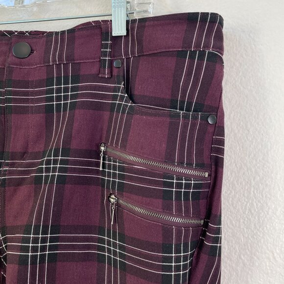 Torrid Womens Plus 20 Berry Plaid Ponte Stretch Ankle Pant Grunge Punk Goth - Picture 6 of 13